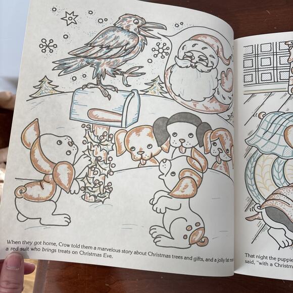 Golden Book poky little puppy's first christmas Paint With Water Book Unused 70s - Picture 7 of 9